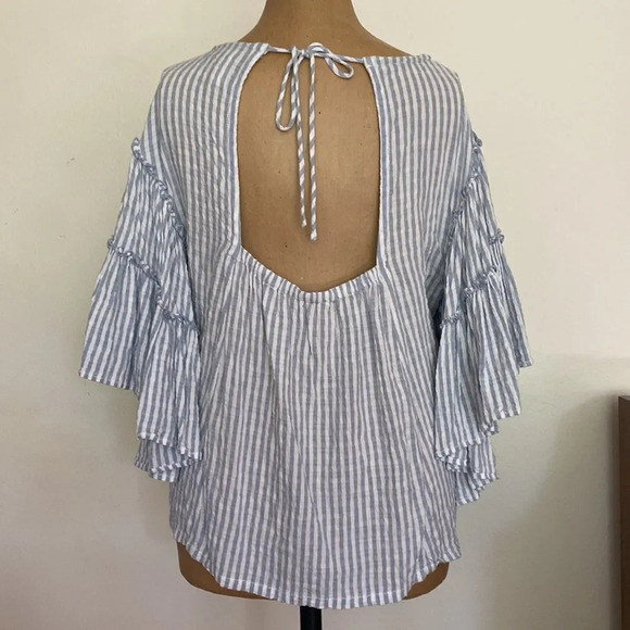 Pilcro sz S Sybil striped seersucker flounce open back tie excellent condition - Picture 5 of 11